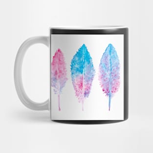 Elegant vector background with watercolor drawing feathers. Mug